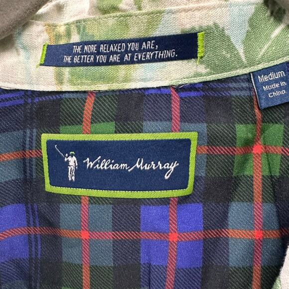 William Murray Men's Medium Linen Blend Golf Polo Hawaiian Shirt Short Sleeves - Picture 5 of 11